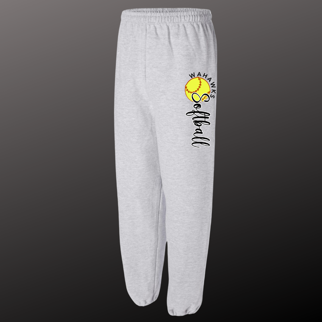 WaHawks Softball Grey Sweatpants Design 1