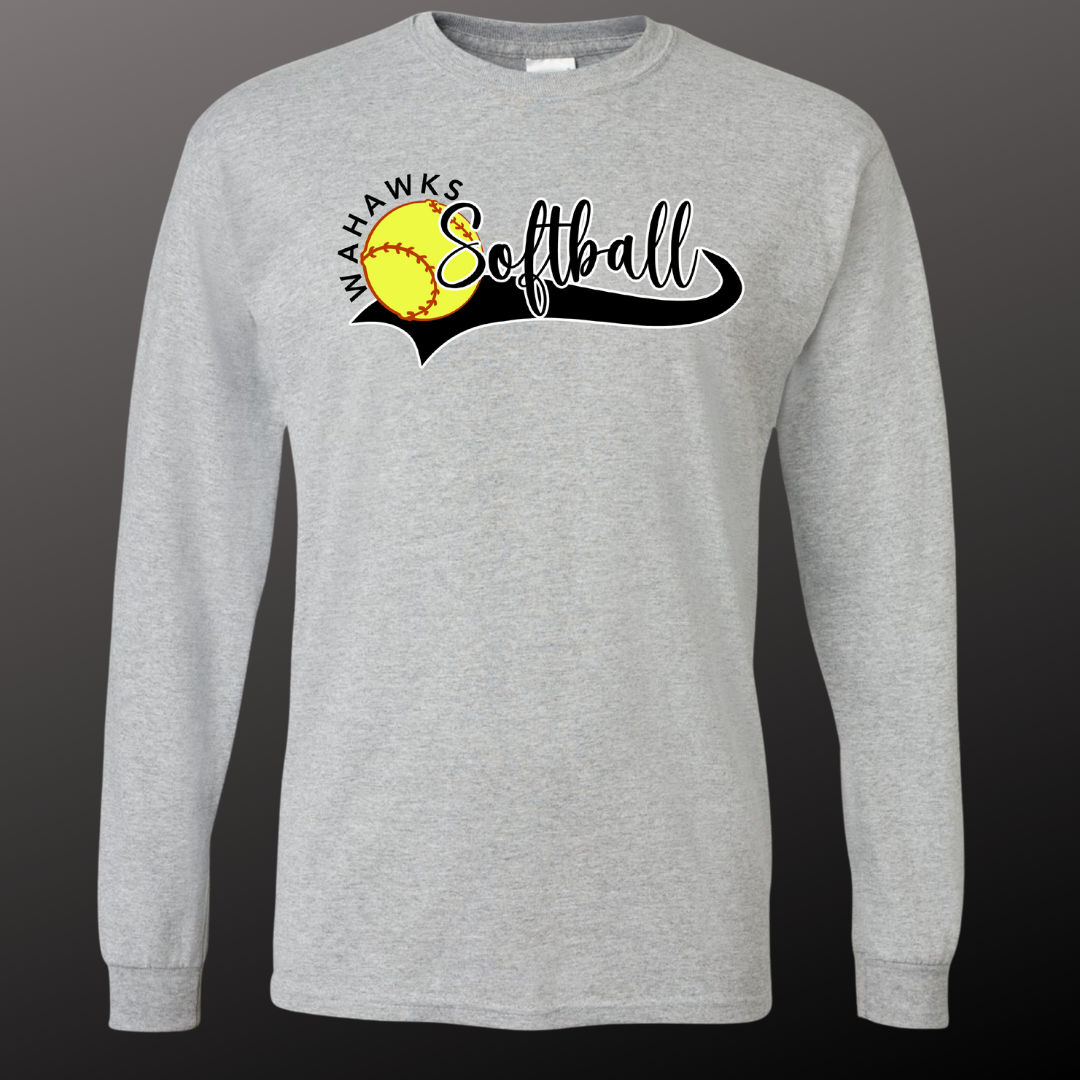 WaHawks Softball Grey Long Sleeve Tee