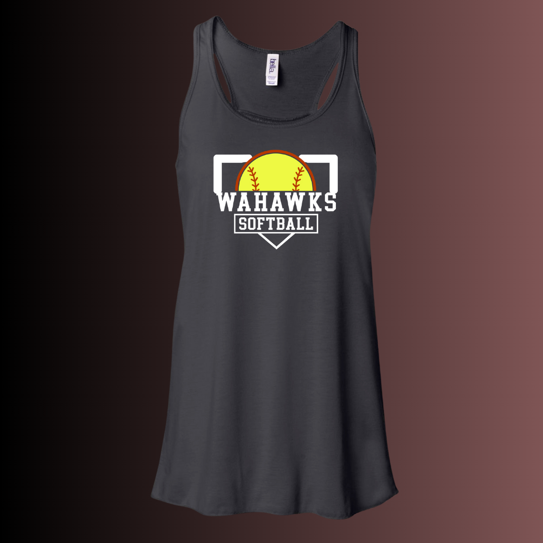 WaHawks Softball Black Racerback Tank Design 2