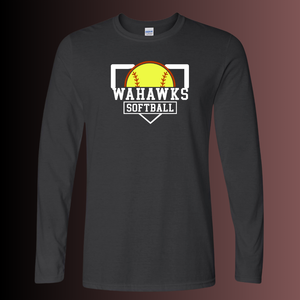 WaHawks Softball Black Long Sleeve Tee Design 2