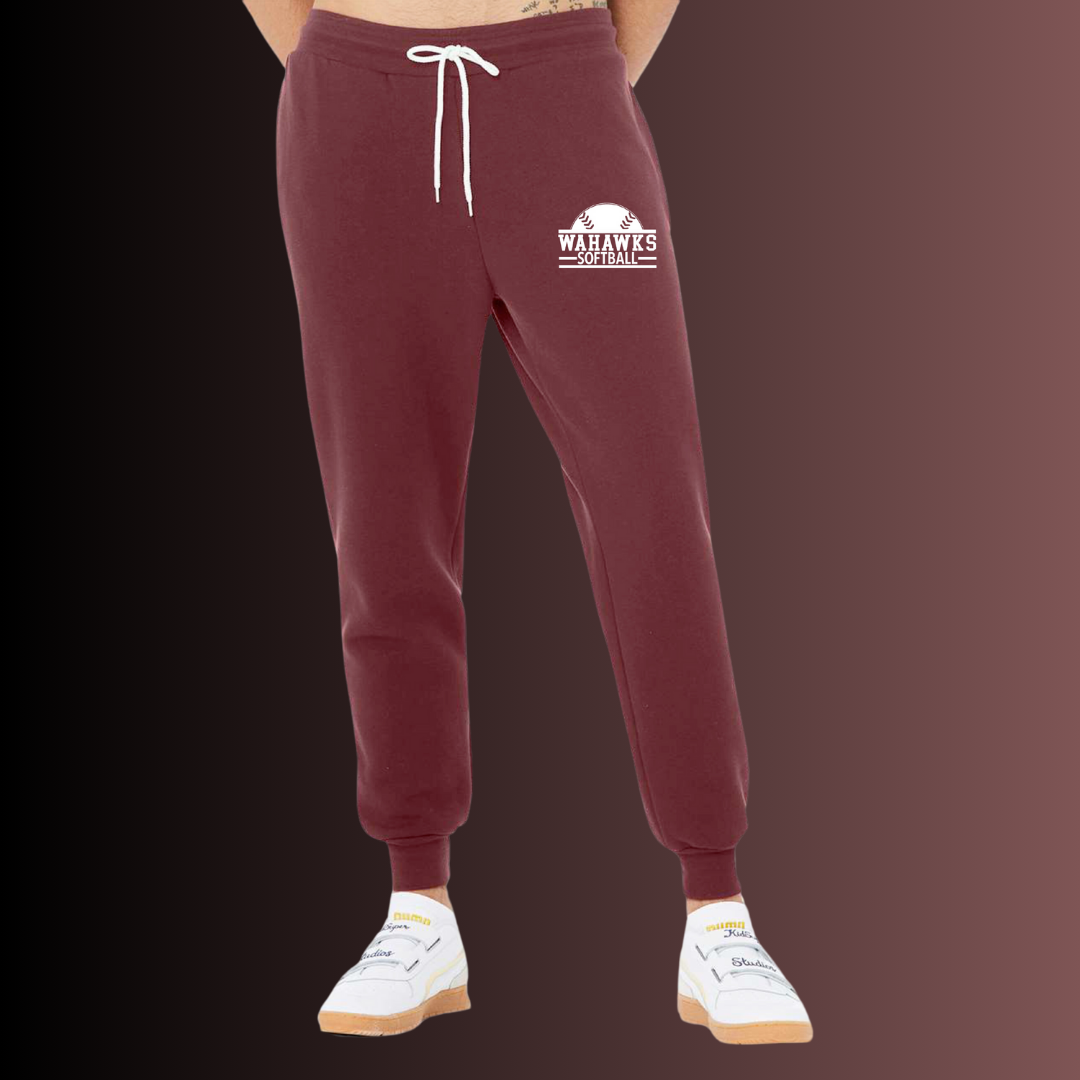 WaHawks Softball Maroon Jogger Sweatpants Design 3