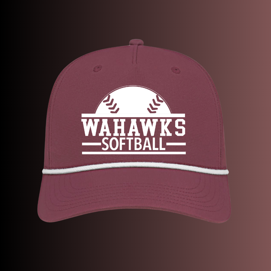 WaHawks Softball Maroon Trucker Hat Design 3