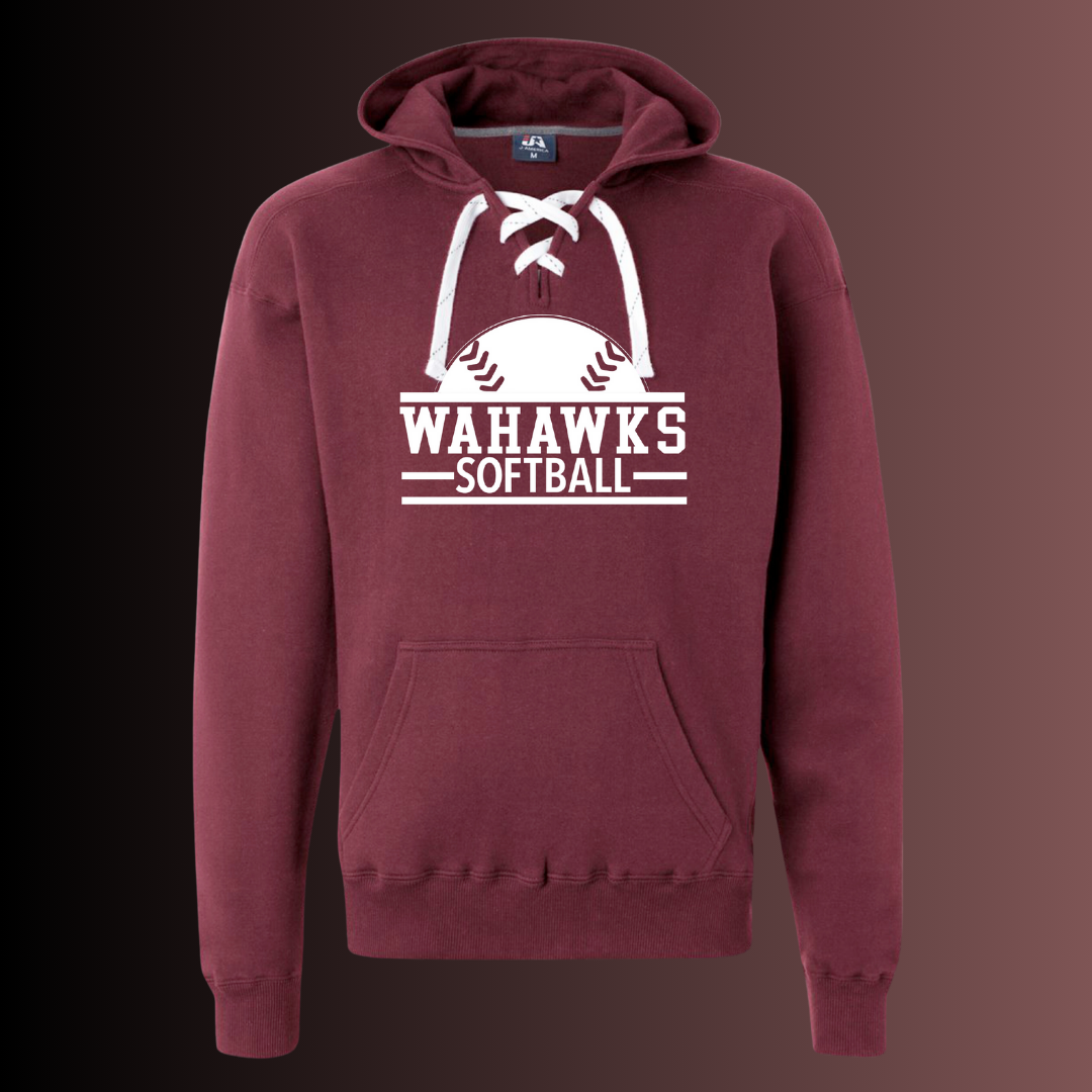 WaHawks Softball Maroon Hoodie Design 3