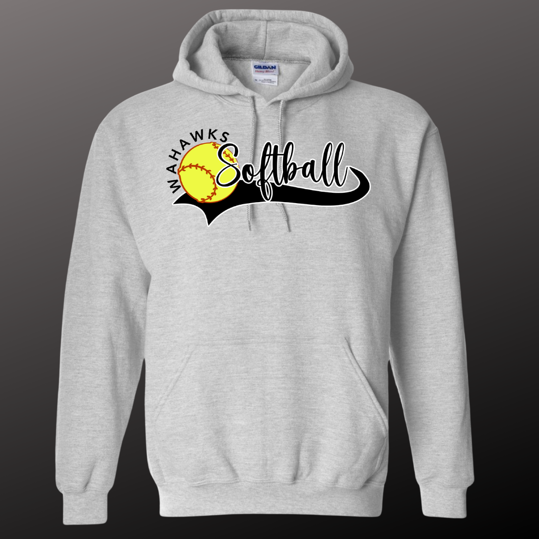 WaHawks Softball Grey Hoodie Sweatshirt Design 1