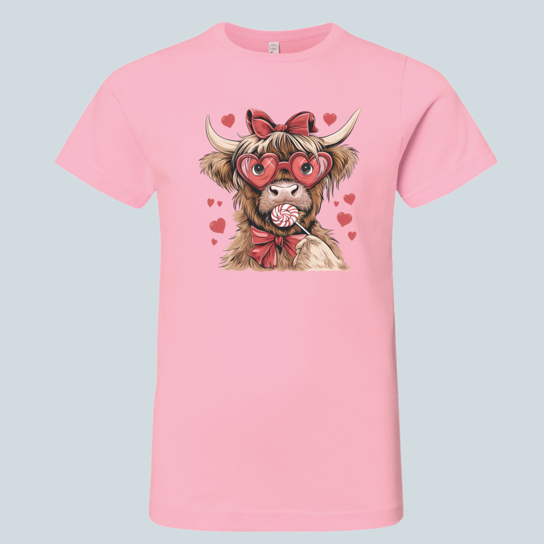 Highland Cow with Hearts Tee