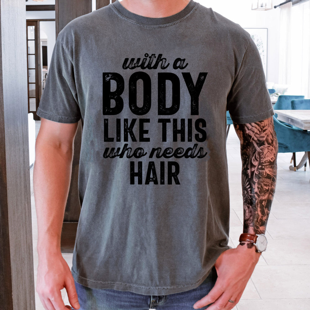 With a Body Like This, Who Needs Hair Tee