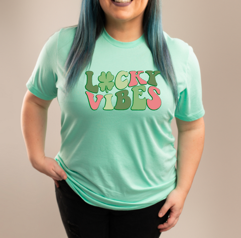 Retro Clover Lucky Vibes Tee