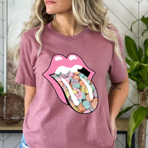 Candy Hearts Kiss Tongue Tee